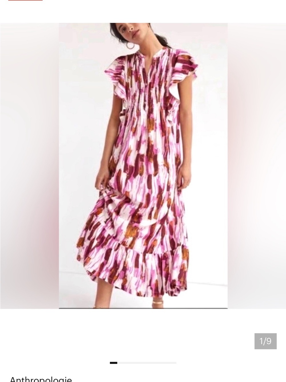 Anthropologie Maeve XL Flowy Pink Print Maxi Dress